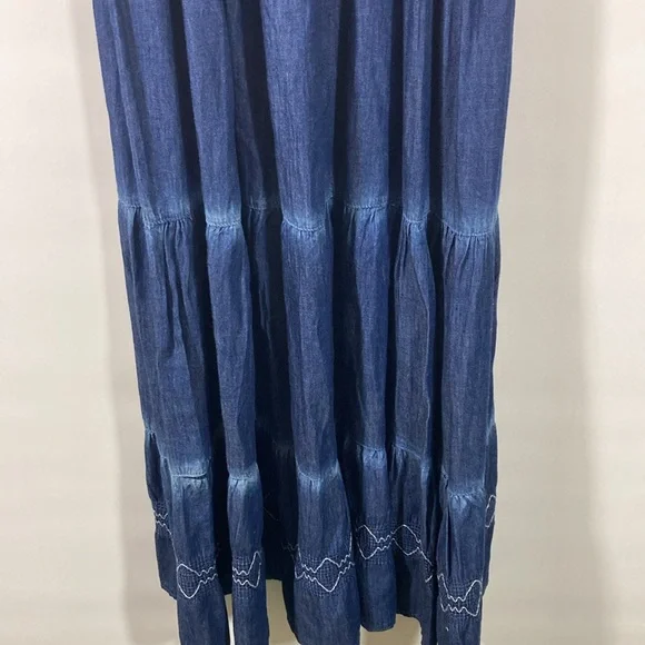 Lapis Maxi Dress Women Size S Dark & Faded Elastic Neck & Sleeves New With Tags - Picture 4 of 11